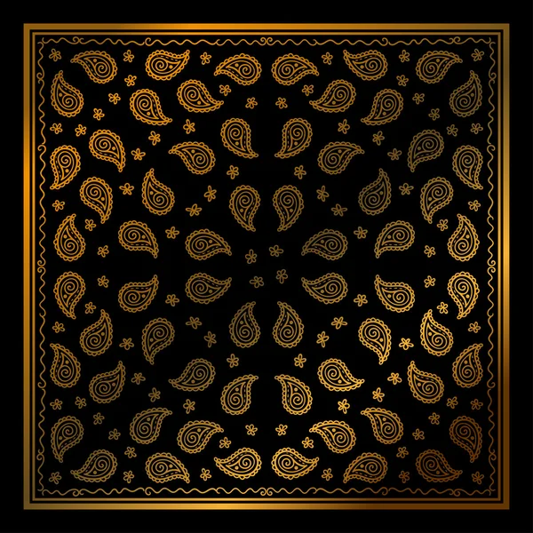 Golden Paisley Bandana patrón simple — Archivo Imágenes Vectoriales