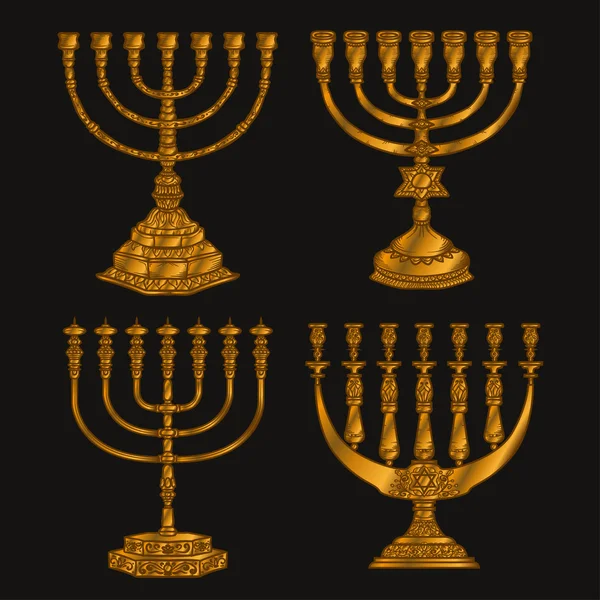 Еврейский религиозный символ менора изолированы на белом фоне — стоковый вектор