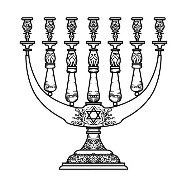 Simbolo religioso ebraico menorah isolato su sfondo bianco — Vettoriale Stock