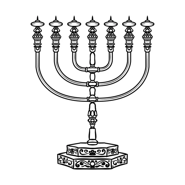 Jewish religious symbol menorah isolated on white background — Stock Vector