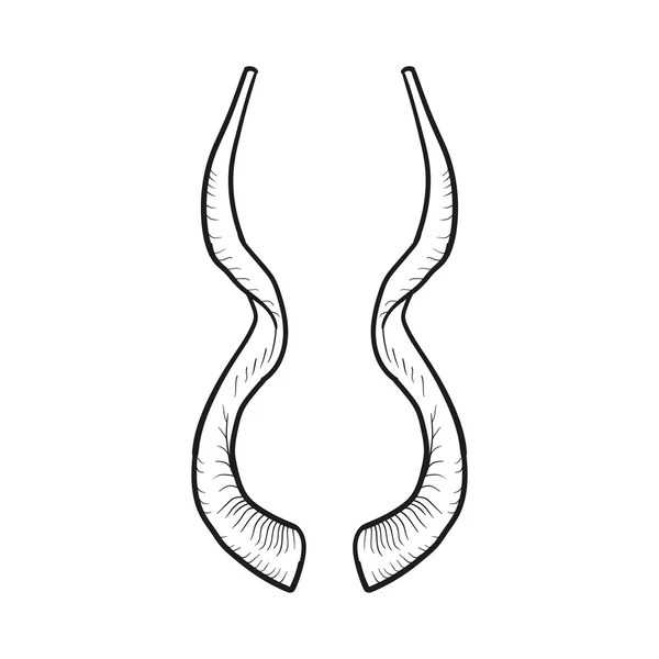 블랙은 화이트에 뿔 isoleted의 contoure 낙서 — 스톡 벡터