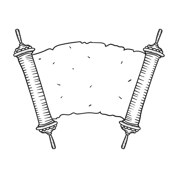 Vintage Rollo de manuscrito en blanco antiguo sobre blanco. Antiguo pergamino de la Ley. contorno estilo garabato . — Archivo Imágenes Vectoriales