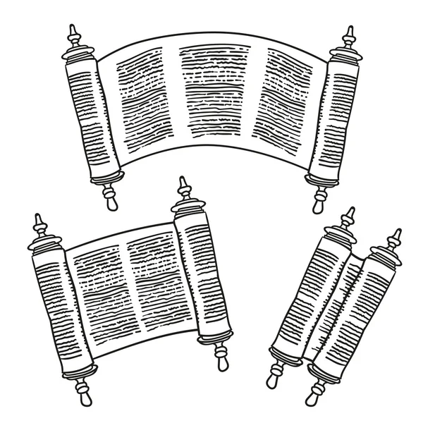 Vintage Rollo de manuscrito en blanco antiguo sobre blanco. Antiguo rollo de la Ley . — Vector de stock