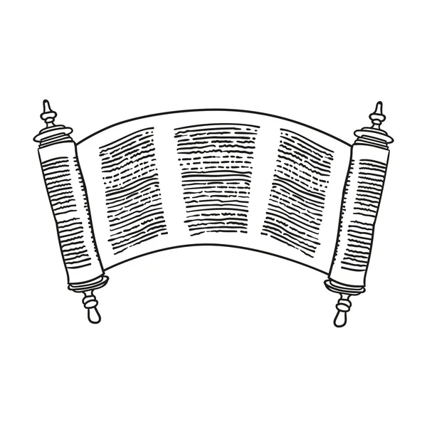 Εκλεκτής ποιότητας Roll παλαιό χειρόγραφο κενό πάνω από λευκό. Αρχαία κύλισης του νόμου. στυλ περιγράμματος doodle. — Διανυσματικό Αρχείο