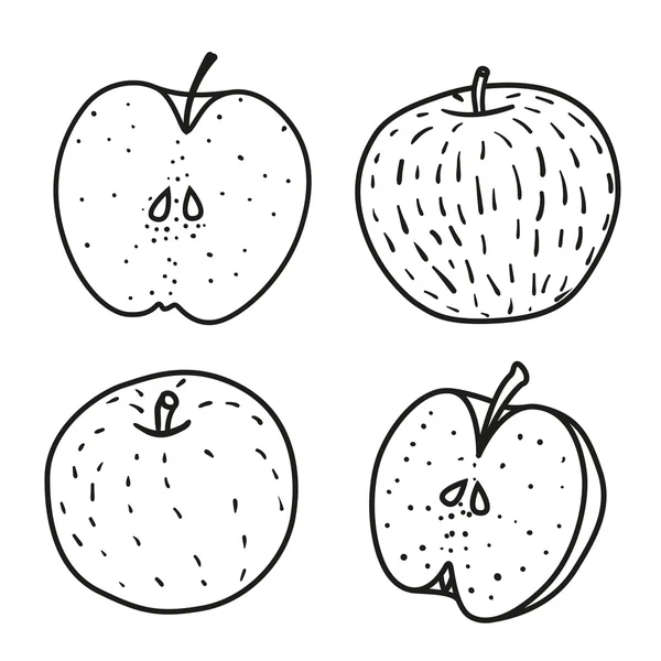 Set of Fresh contour apple. Doodle style. — Stock Photo, Image