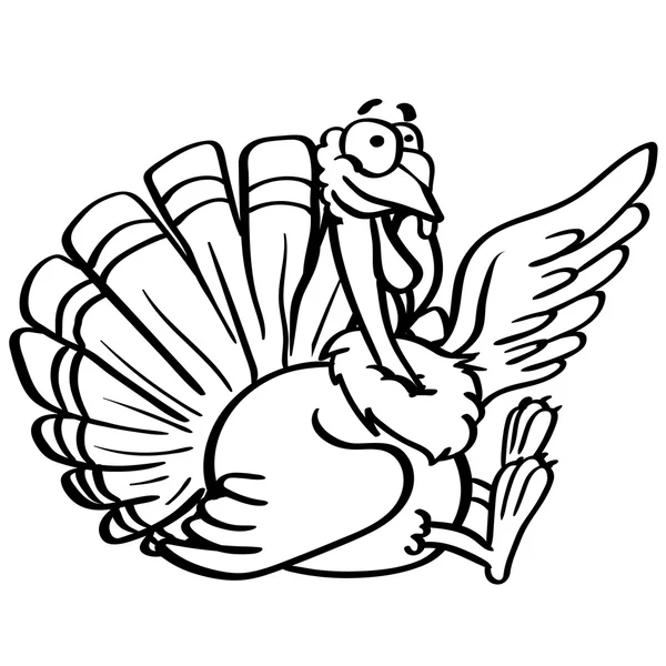 Outline coloring cartoon turkey with a smile on white background — Stock Photo, Image
