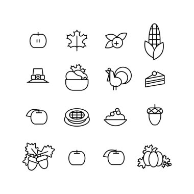 Soyut thaksgiving gün simge kümesi. tatil sembolleri