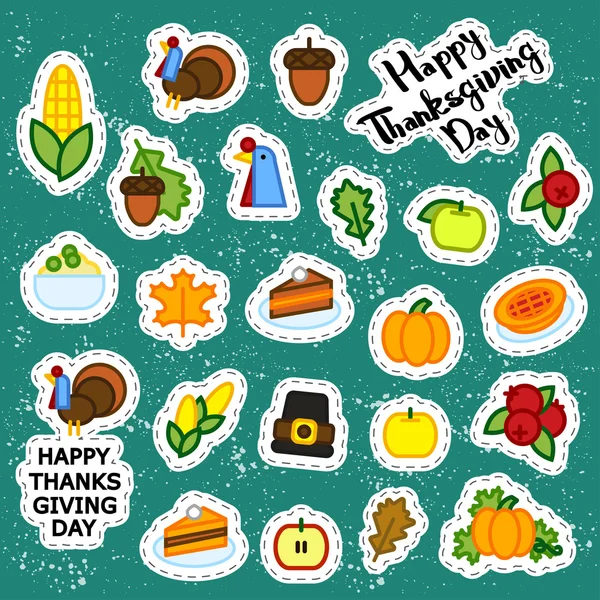 Set of abstract sticker thaksgiving day icon. holiday symbols. — Stock Photo, Image