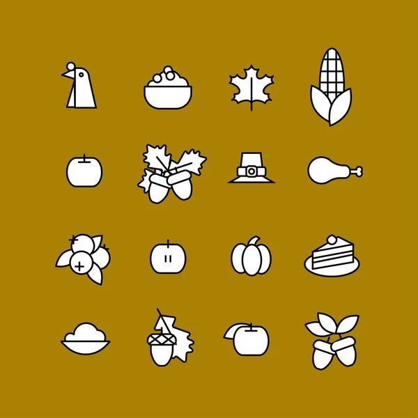 Reihe abstrakter Thaksgiving Day-Ikonen. Feiertagssymbole — Stockfoto