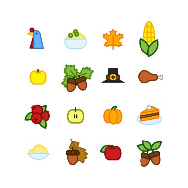 Soyut Şükran günü simge kümesi. tatil sembolleri