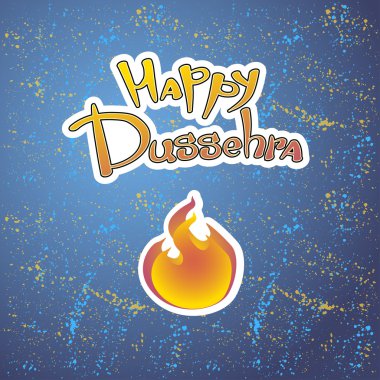 Metin ve ateş. Hindistan'da kartpostal tatil için. Mutlu Dussehra