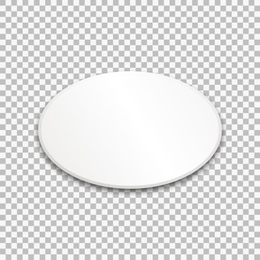 Boş beyaz oval kağıt tabak. Vektör çizim şeffaf arka plan üzerinde.