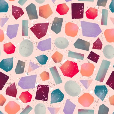 Yaratıcı karalama sanatı farklı şekil ve dokulara sahip kusursuz desen. Memphis tarzında el çizimi. Tekstil, kumaş, duvar kağıdı vs. için tasarım