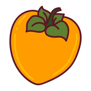 Vector doodle hurması. El çizimi hurma resmi beyaz arka planda izole edilmiş. Gıda simgesi,