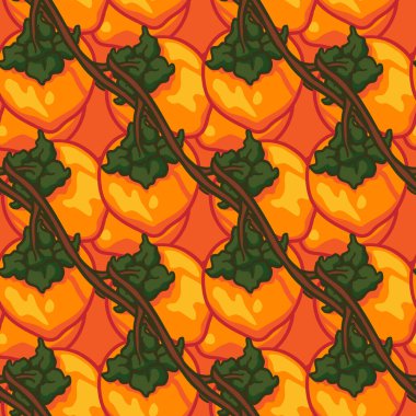 Vektör karalaması Persimmon 'la kusursuz desen. El yapımı hurma arkaplanı. Yazılı materyaller için kullanılabilir - broşürler, posterler, kartvizitler veya İnternet için.