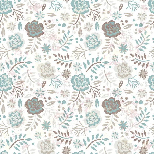 Trendy Seamless Floral Pattern in hand drawn style. Ditsy repeated textile and wallpaper background for boys and girls — Stock Vector
