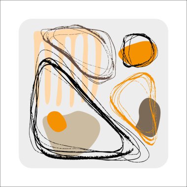 Dekorasyon, davetiyeler, posterler, kartlar, kumaşlar için beyaz üzerine izole edilmiş soyut el yapımı grafik elementleri