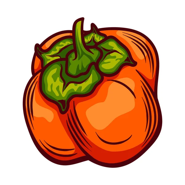 Doodle Persimmon. Handgezeichnete Kaki-Frucht-Illustration isoliert auf weißem Hintergrund. Lebensmittel-Ikone — Stockfoto