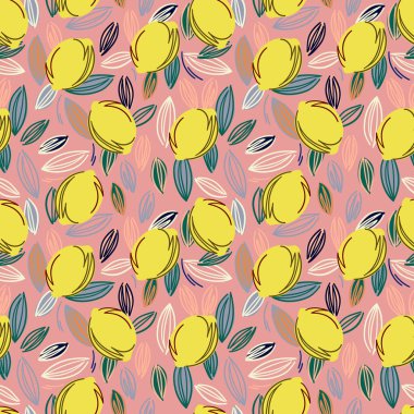 Limonsuz desen çizimi. Yaz tasarımı turunçgillerle tekstil tekniklerini tekrarladı.