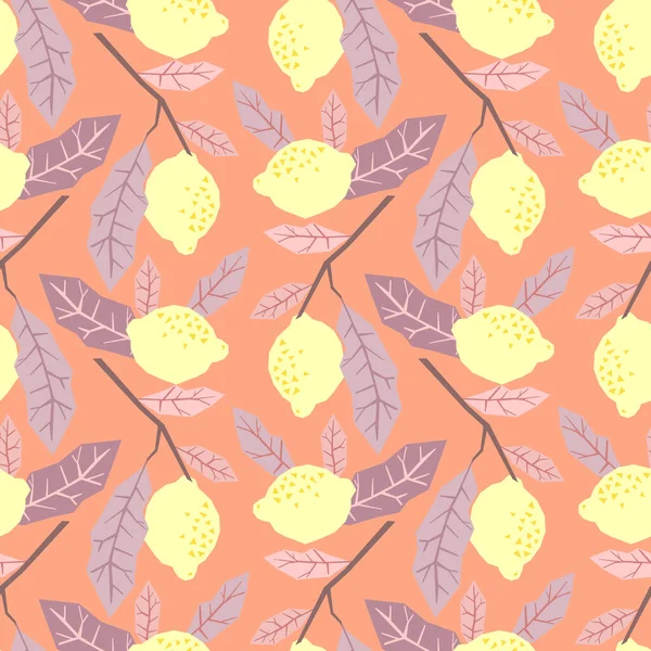 Ilustración de patrón sin costura de limón. Diseño de verano textil repetido con cítricos. — Foto de Stock
