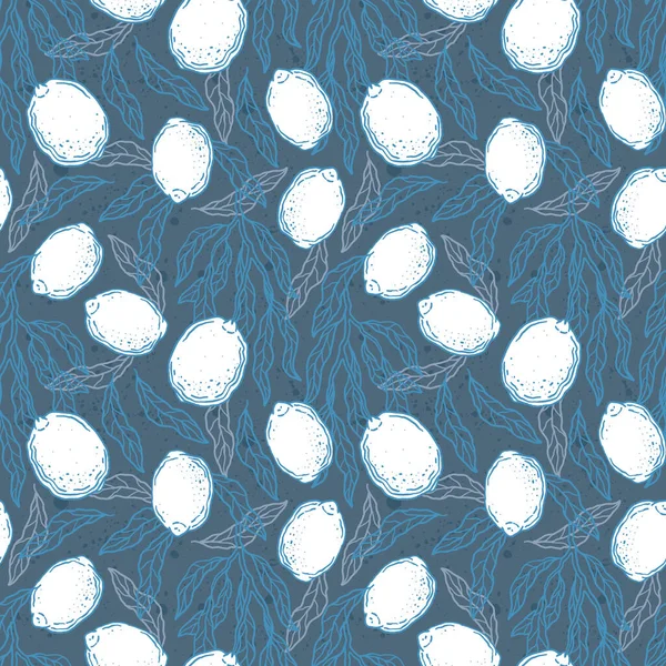 Лемон бесшовная иллюстрация шаблона. Летний дизайн повторяется текстиль с цитрусовыми. — стоковое фото