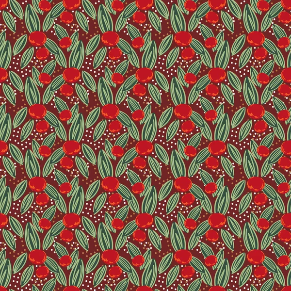 Красные ягоды бесшовная векторная иллюстрация. Летний дизайн повторяется текстиль с цитрусовыми. — стоковый вектор