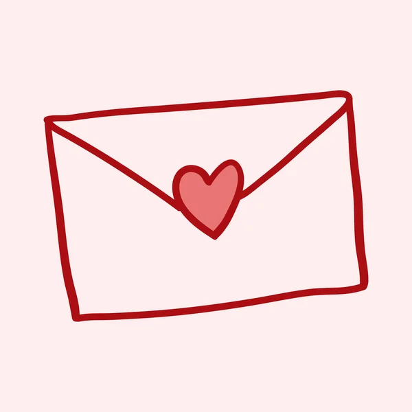 Dia dos Namorados ícone doodle tema de carta de correio desenhado à mão com forma de coração isolado em um rosa — Fotografia de Stock