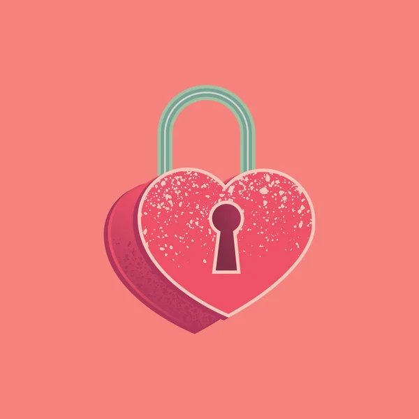 Valentines thème vectoriel Illustration de serrure dessinée à la main avec forme de coeur isolé sur un rose — Image vectorielle