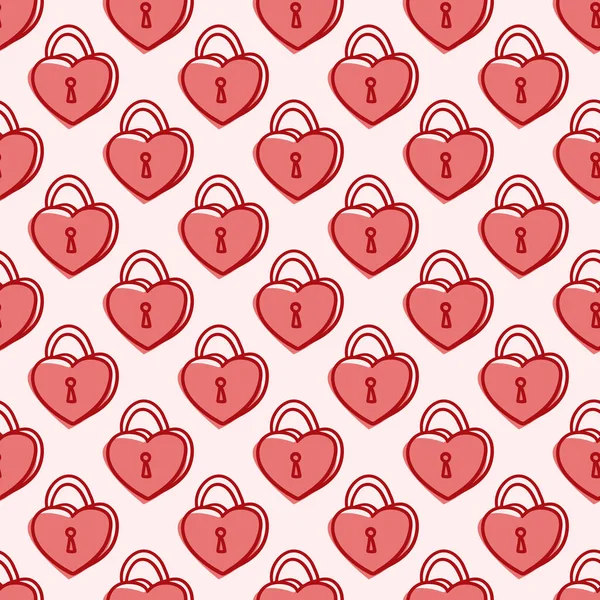 Бесшовный узор День Святого Валентина тема каракули ручной работы замок с формой сердца на розовый — стоковое фото