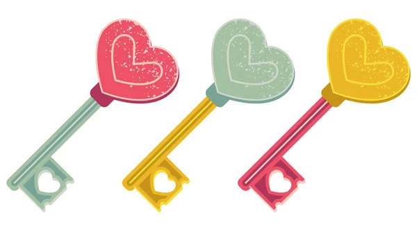 Valentijnsdag thema Sleutelset met hartvorm geïsoleerd op wit — Stockfoto