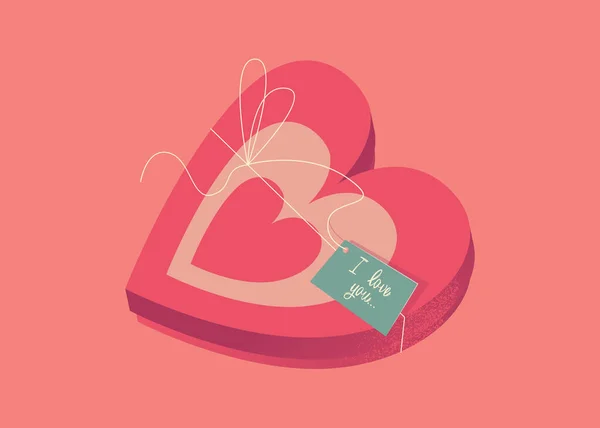 Thème de la Saint-Valentin Illustration vectorielle de la boîte cadeau avec un arc et un texte Je t'aime sur une rose — Image vectorielle