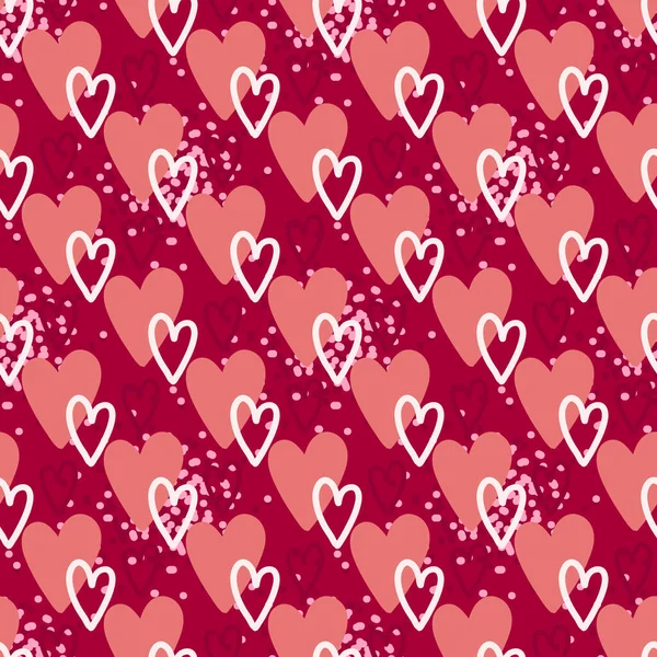 Abstract seamless pattern of hearts. Valentines Day theme.. Vector Repeating textile wallpaper for boys and girls — Stock Vector