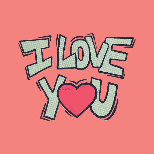 Valentijnsdag thema illustratie. Vector wenskaart met tekst I Love You — Stockvector