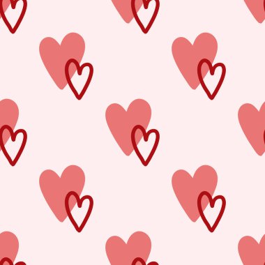 Kalplerin soyut, pürüzsüz deseni. Sevgililer Günü teması. Erkekler ve kızlar için tekstil duvar kağıdı tekrarlanıyor