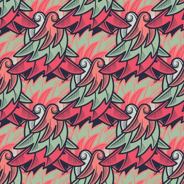 Винтажный бесшовный рисунок с нарисованными вручную перьями. Векторная иллюстрация — стоковый вектор