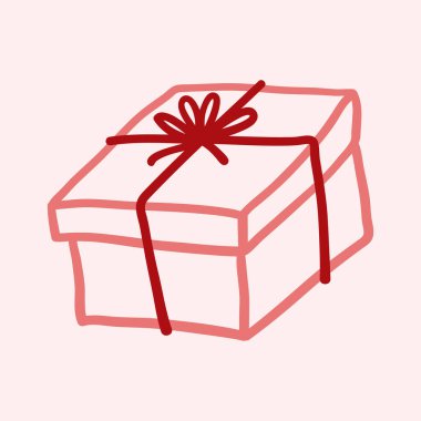 Sevgililer Günü temalı karalama simgesi pembe bir yay ile izole edilmiş mevcut kutunun