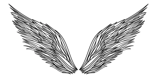 Esquisse abstraite d'ailes d'ange ou d'oiseau isolée sur blanc. illustration de doodle — Photo