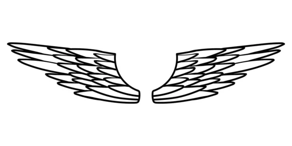 Anjo ou asas de pássaro esboço abstrato isolado em branco. ilustração do doodle vetorial —  Vetores de Stock