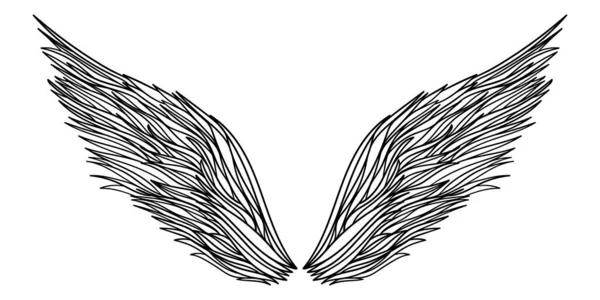 천사나 새의 날개는 흰색으로 분리되어 있다. 벡터 두들 그림 — 스톡 벡터
