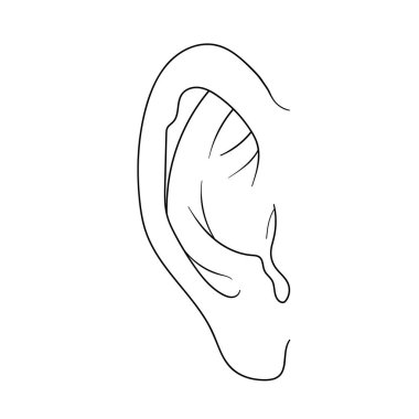 El Çizimi Kulak Taslak Sembolü. Vector Listen Element in doodle style isoled on white