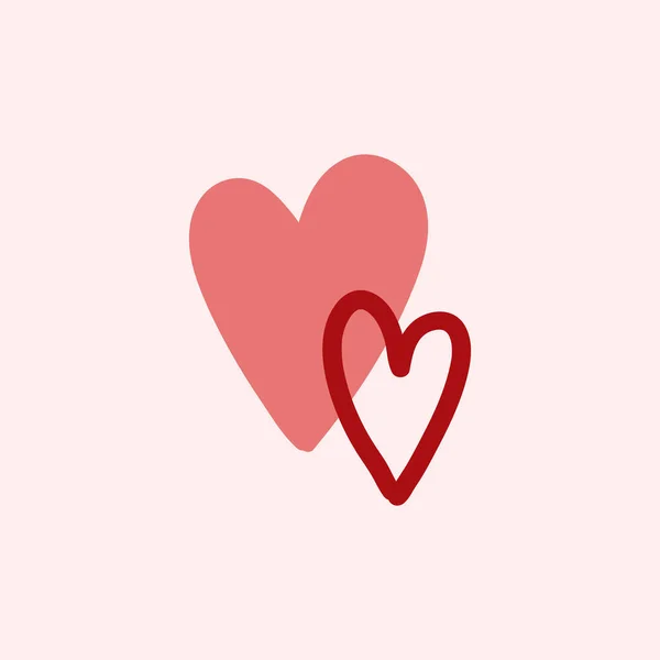 Valentinstag Thema Doodle Vector Symbol der Herzform isoliert auf einem rosa — Stockvektor