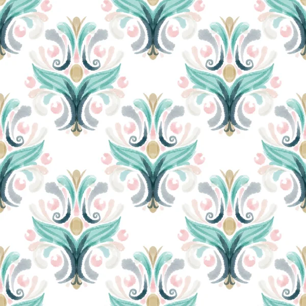 Damask seamless pattern for boys and girls. Baroque ornament. Luxury watercolor trendy texture. Vintage retro old styled — Stock Photo, Image