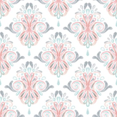 Damask kızlar ve erkekler için kusursuz bir model. Barok süsü. Lüks suluboya moda. Eski usul antika