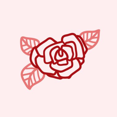 Gül vektör çizimi. Doğum günü kartı. Doodle tarzı. Dekor tekstil veya kağıt için simge dizayn et