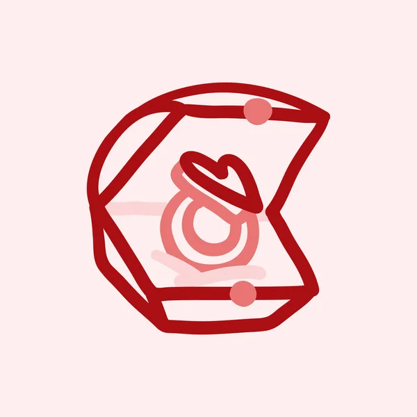 Handgezeichnetes Element zum Valentinstag. Doodles für Web, Postkartendesign, Glückwunsch. Ring-Geschenkbox — Stockvektor