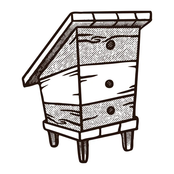 Medová ručně kreslené dekorativní ikony s úl box izolované vektorové inl ilustrace — Stockový vektor