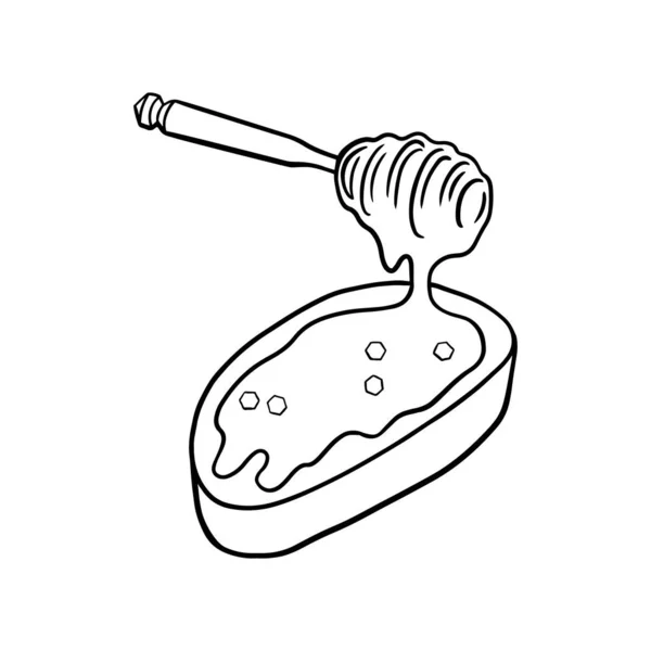 蜂蜜手绘装饰图标面包与蜂蜜分离病媒插画 — 图库矢量图片