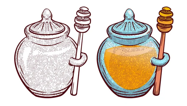 Ručně kreslené dekorativní ikony s jag medu Barva a linie izolované vektorové inl ilustrace — Stockový vektor