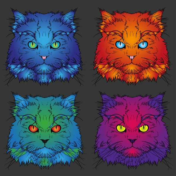 Set di grafica della testa del gatto persiano — Vettoriale Stock