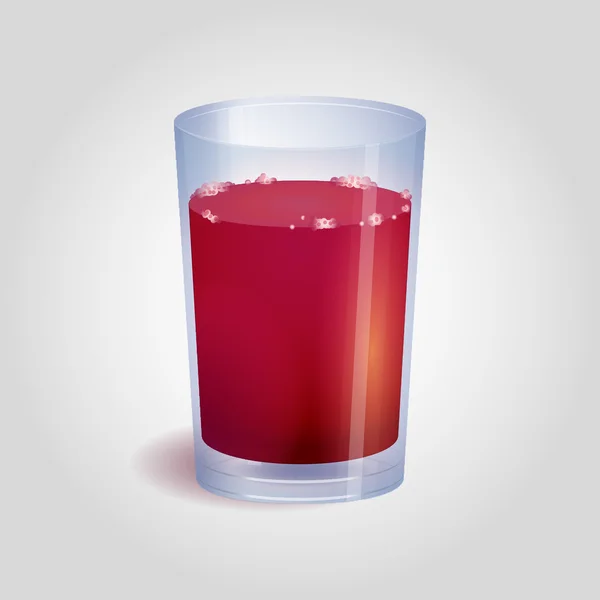 Copo cheio de líquido vermelho, suco, vinho — Vetor de Stock